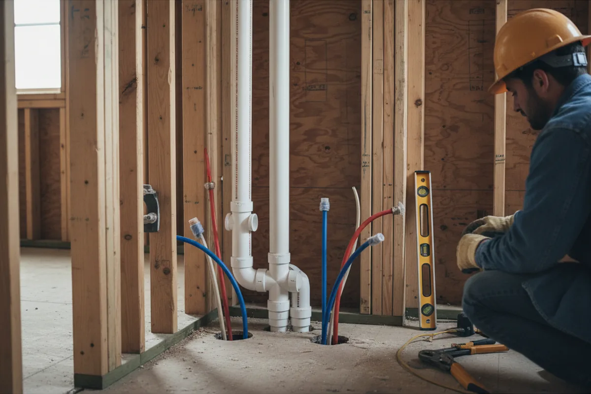 Drain and supply rough-in during Drain Cleaning in Los Olivos