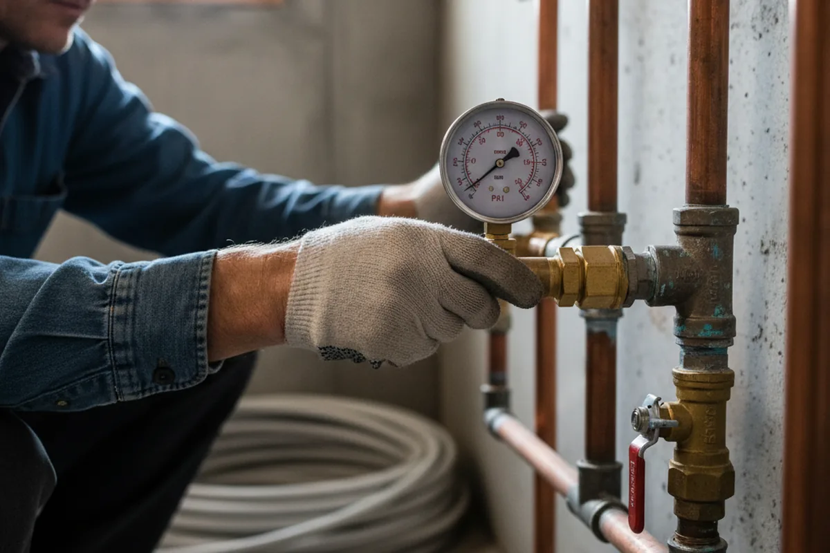 Pressure testing a repaired line during Water Line Repair in Los Olivos